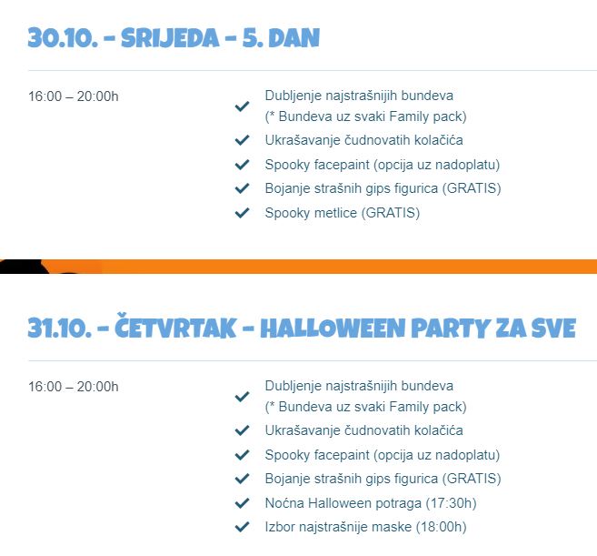 minipolis halloween srijeda i cetvrtak